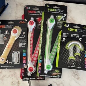 Powerarmz and Powerspurz LED Safety Lights - Red, Green, Yellow glow in the dark